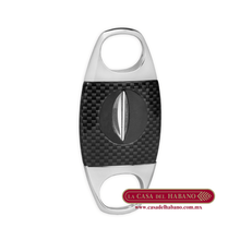 Cargar imagen en el visor de la galería, CORTADOR EN V LOTUS CON DISEÑO FIBRA DE CARBONO - Puros Cubanos Originales | La Casa del Habano México