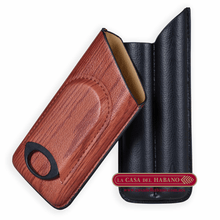 Cargar imagen en el visor de la galería, PURERA CON CORTADOR DE PIEL PARA 2 PUROS DISEÑO MADERA - Puros Cubanos Originales | La Casa del Habano México
