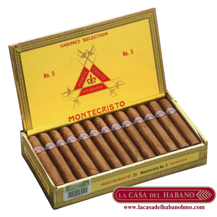 MONTECRISTO No. 5 CAJA CON 25 UNIDADES - Puros Cubanos Originales | La Casa del Habano México
