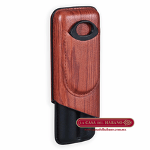 Cargar imagen en el visor de la galería, PURERA CON CORTADOR DE PIEL PARA 2 PUROS DISEÑO MADERA - Puros Cubanos Originales | La Casa del Habano México
