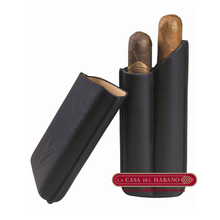 Cargar imagen en el visor de la galería, PURERA DE PIEL PARA 2 PUROS COLOR NEGRO - Puros Cubanos Originales | La Casa del Habano México
