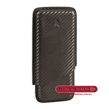 Cargar imagen en el visor de la galería, PURERA DE PIEL PARA 3 PUROS DISEÑO FIBRA DE CARBONO - Puros Cubanos Originales | La Casa del Habano México
